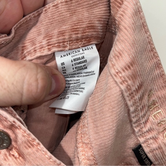American Eagle Jeans straight Women size 6 regular Super Stretch Corduroy Pink - Picture 4 of 4